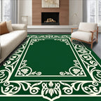 Emerald Green Floral Vine Frame Rug