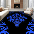 Bold Royal Blue Damask Pattern Rug