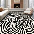 Organic Abstract Black White Pattern Rug