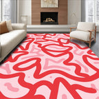 Bold Red Abstract Swirl Pattern Rug