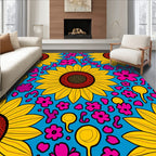 Bold Sunflower Flower Pattern Rug