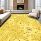Yellow Botanical Line Art Pattern Rug