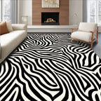 Bold Black and White Zebra Print Rug