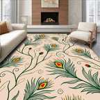 Peacock Feather Vine Pattern Decor Rug