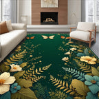 Enchanted Garden Butterfly Floral Pattern Rug