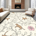 Whimsical Cats Floral Vine Pattern Rug