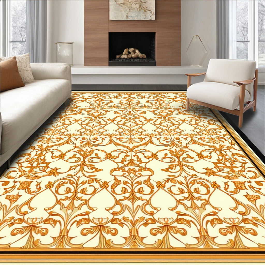 Aged Gold Floral Nouveau Rug
