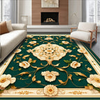 Elegant Floral Swirl Emerald Pattern Rug