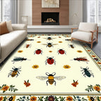 Whimsical Insects Floral Pattern Rug