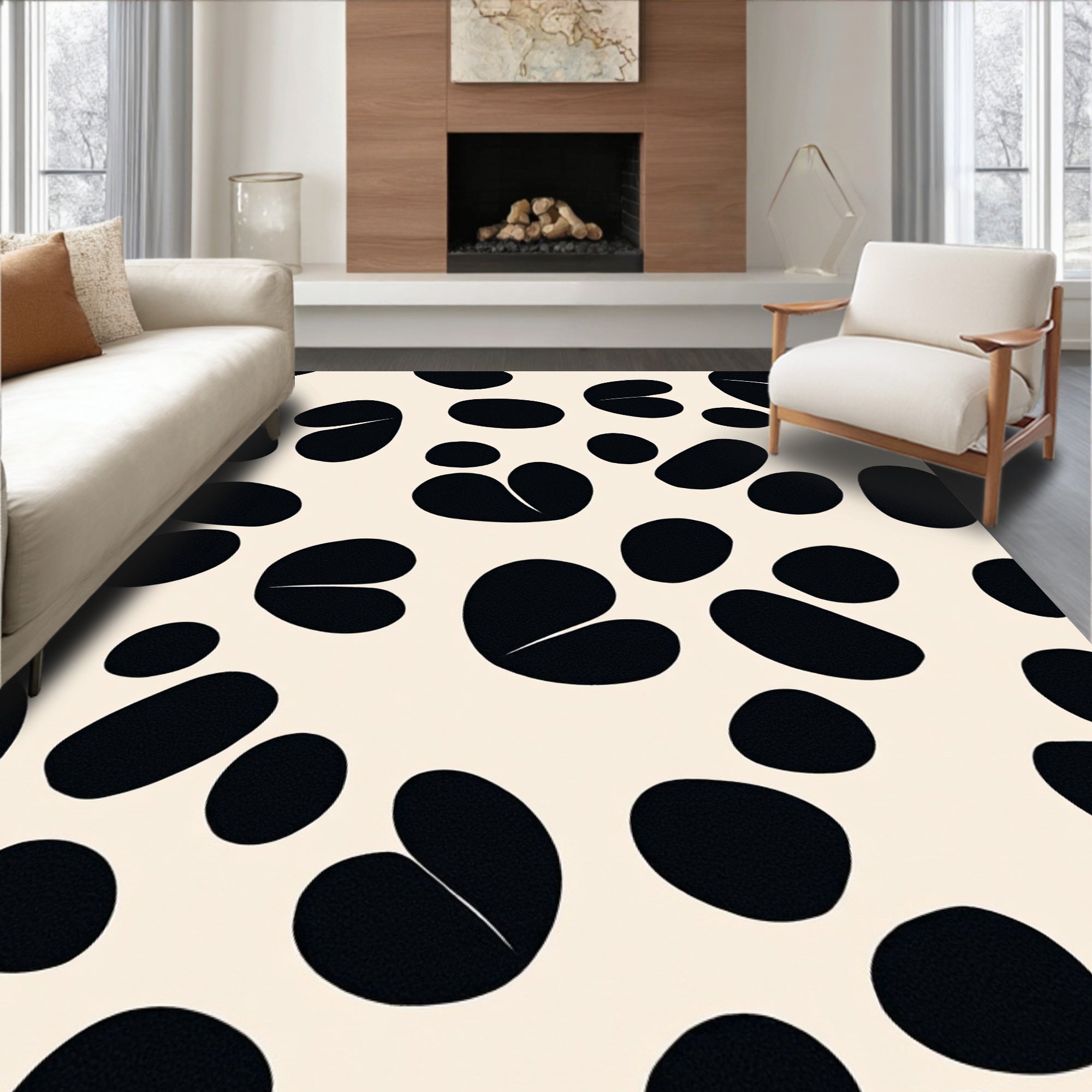 Abstract Black Spots Pattern Rug