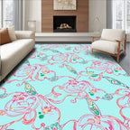 Whimsical Floral Swirl Pattern Design Rug