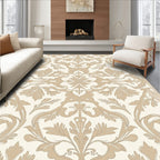 Elegant Tan Floral Damask Pattern Rug