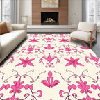 Pink Floral Swirl Pattern Design Rug