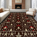 Brown Red Deer Christmas Tree Border Rug