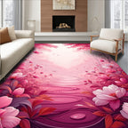 Whimsical Pink Floral Forest Path Rug