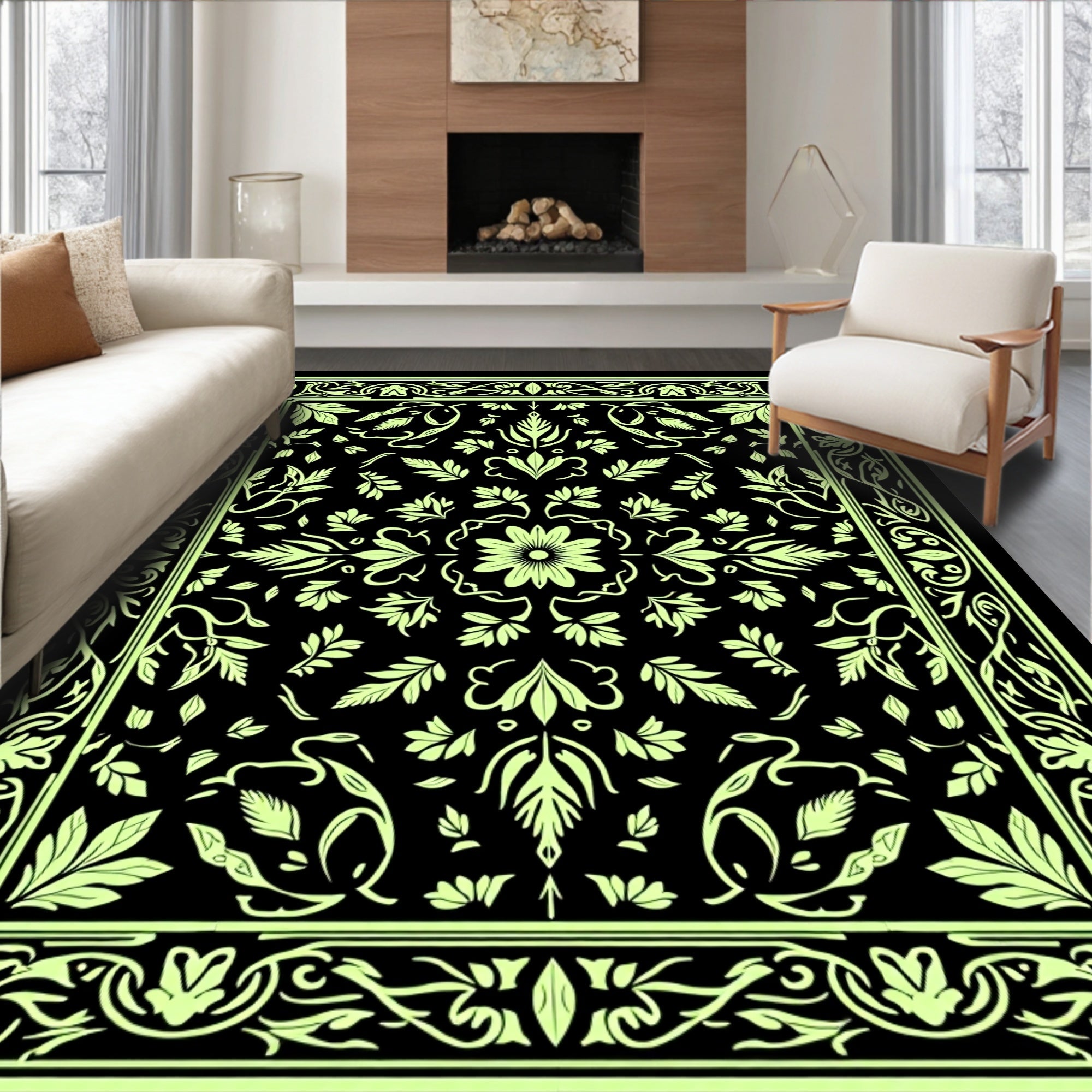 Art Nouveau Botanical Floral Pattern Rug