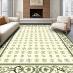 Floral Vine Bordered Repeating Pattern Rug