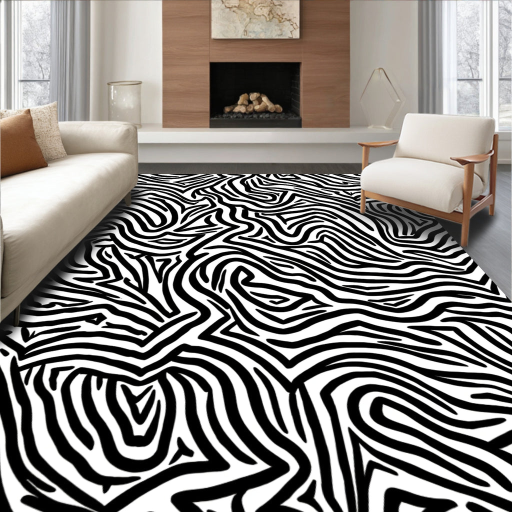 Bold Animal Print Stripe Design Rug