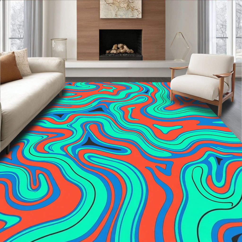 Vibrant Waves Patterned Design Rug
