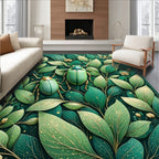 Green Insects Leafy Botanical Pattern Rug