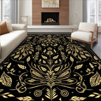 Golden Floral Vine Art Rug