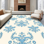 Classic Blue Floral Acanthus Damask Pattern Rug