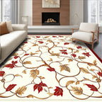 Floral Vine With Red Leaves Design Rug