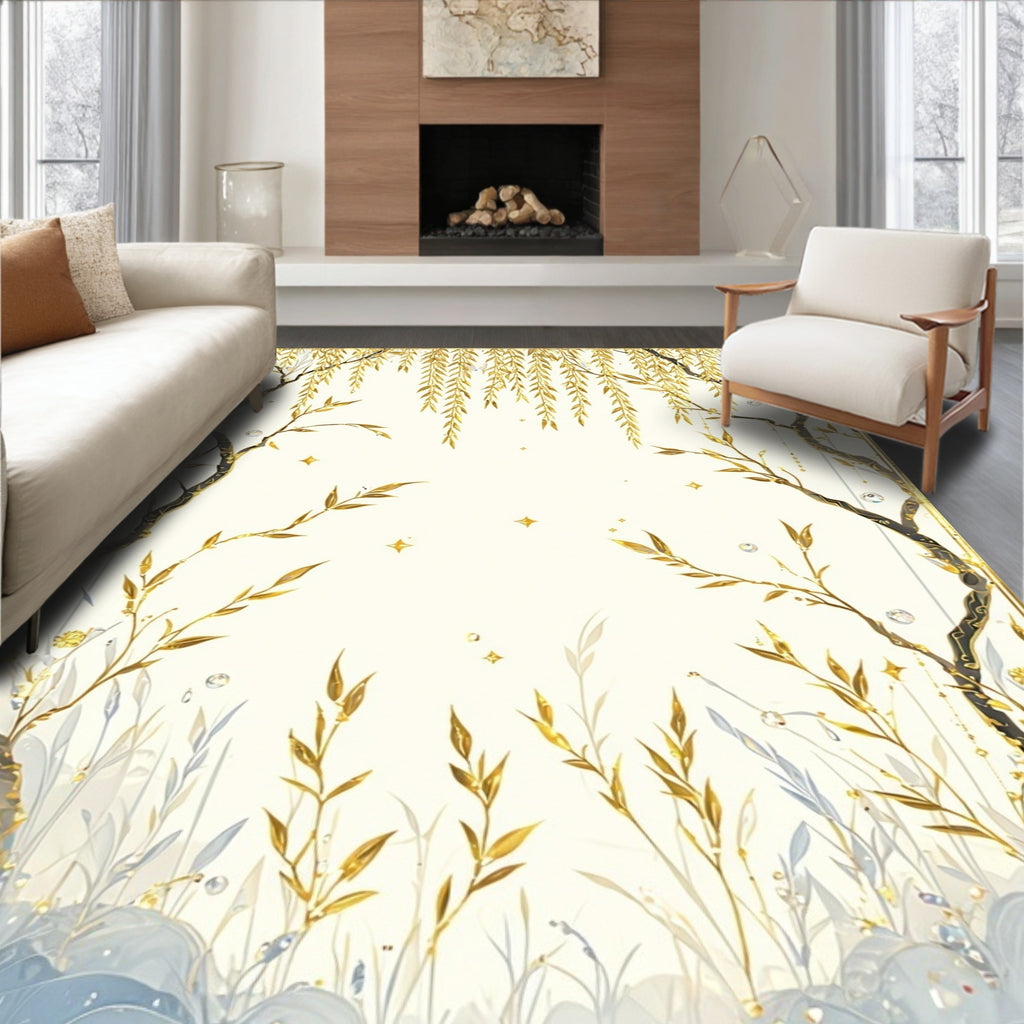 Golden Willow Branch Botanical Design Rug