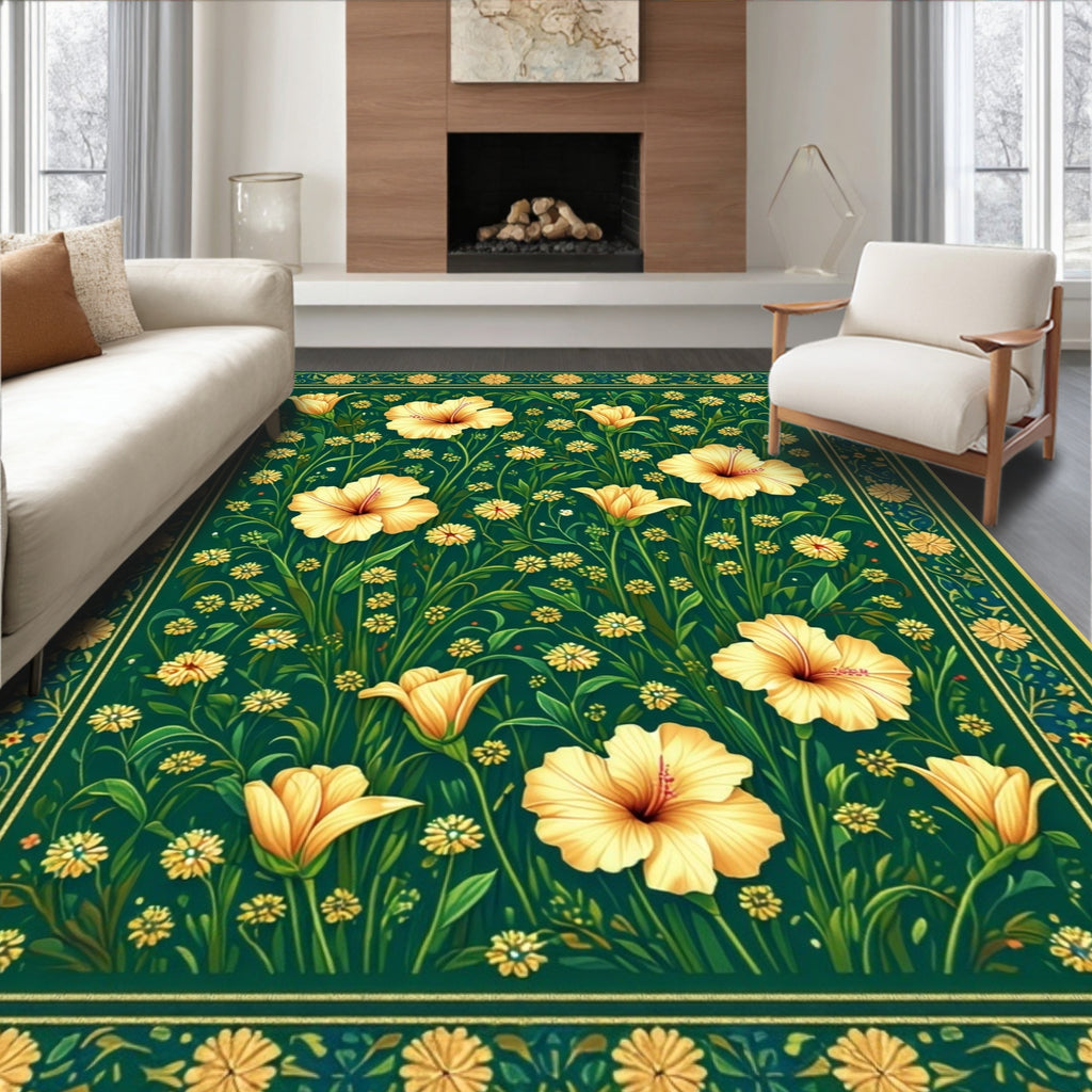 Botanical Floral Garden Pattern Rug
