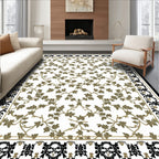 Golden Floral Vines with Black Border Rug