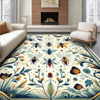 Art Nouveau Insect and Floral Pattern Rug