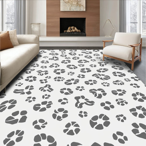 Abstract Organic Grey Pattern Rug