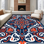 Intricate Orange And Navy Floral Design Rug