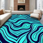 Aqua Navy Swirling Lines Rug