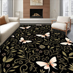 Elegant Butterfly Floral Botanical Design Rug