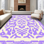 Ornate Lilac Cream Scrollwork Pattern Rug