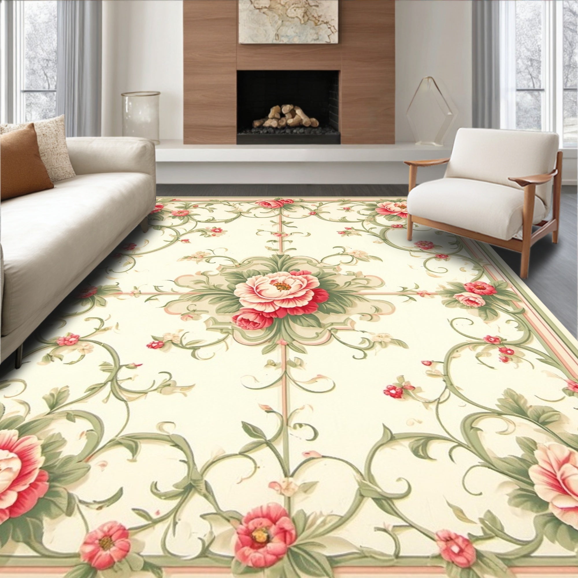 Vintage Floral Garland Pattern Rug