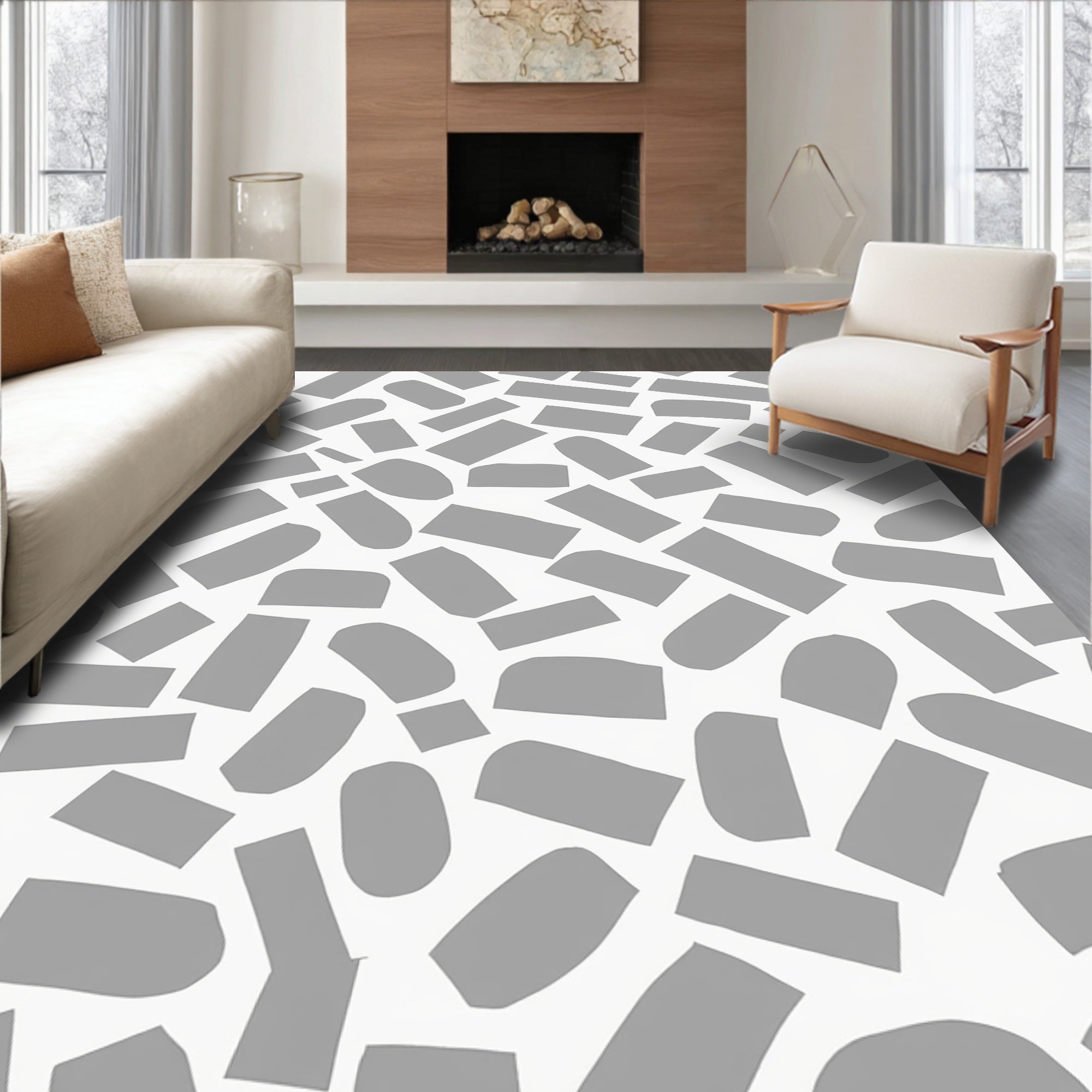 Geometric Block Pattern Design Rug