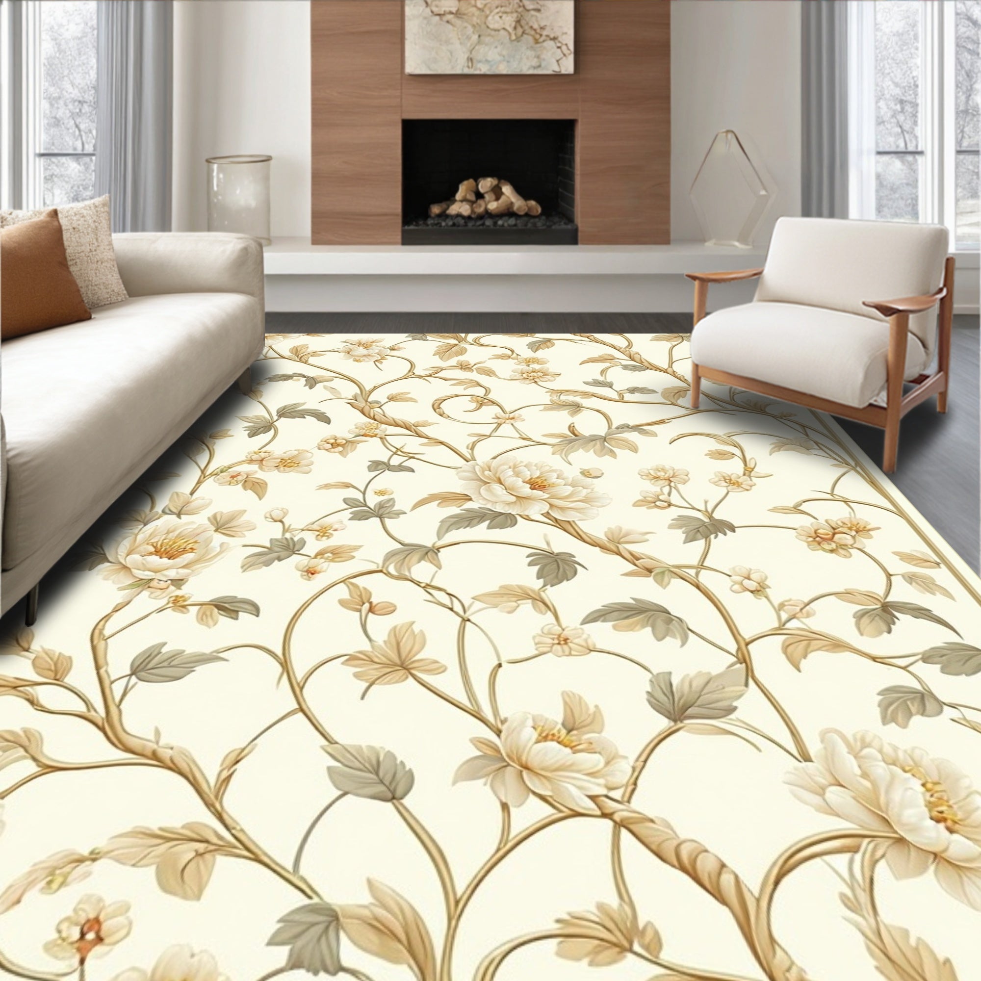 Elegant Floral Vine Pattern Rug