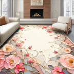 Whimsical Floral Delicate Pink Peony Rug