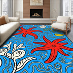 Ocean Starfish Coral Waves Design Rug