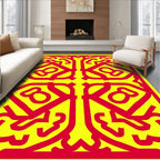 Bold Geometric Symmetry Red Yellow Rug