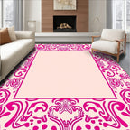 Ornate Pink Abstract Pattern Rug