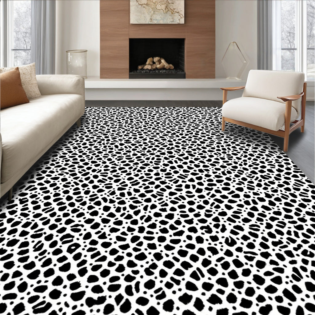 Black and White Organic Spot Pattern Rug