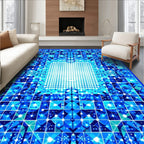 Radiant Blue Geometric Dot Pattern Rug