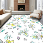 Whimsical Floral Pattern with Yellow Accents Rug