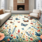 Whimsical Butterflies Floral Garden Rug