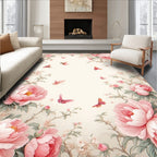 Peony Butterfly Branch Pattern Rug