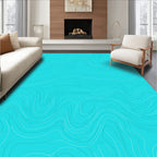 Aqua Contour Line Topographic Rug