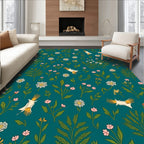 Whimsical Birds Flowers Pattern Rug